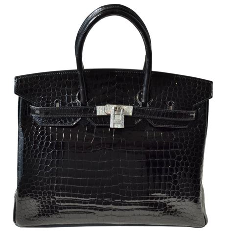 hermes birkin 35 black crocodile|hermes birkin crocodile diamond.